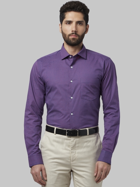 Park Avenue Men Red & Purple Slim Fit Checked Formal Shirt
