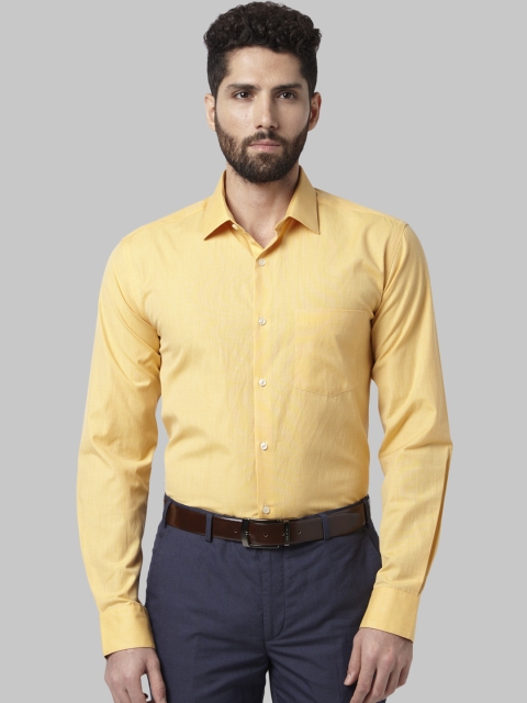 Park Avenue Men Yellow Slim Fit Solid Formal Shirt