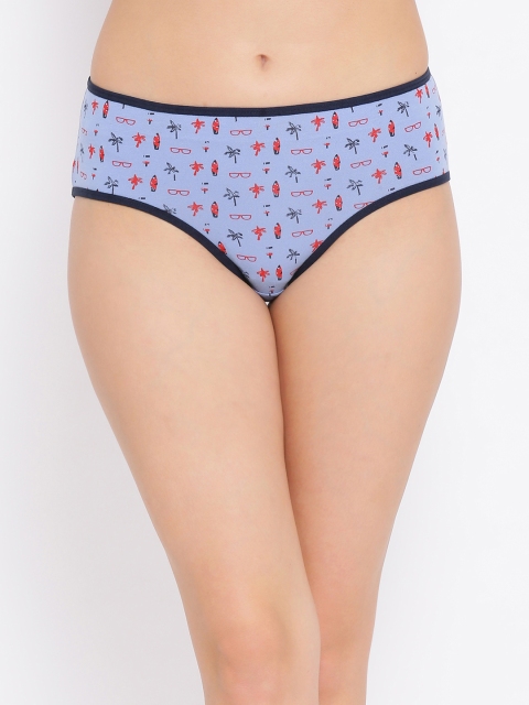 Clovia Women Blue Printed Hipster Briefs PN2903P03