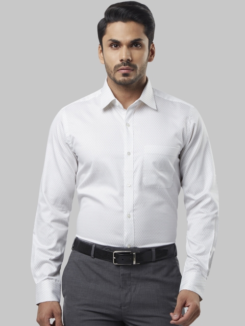 Raymond Men White Regular Fit Self Design Formal Shirt