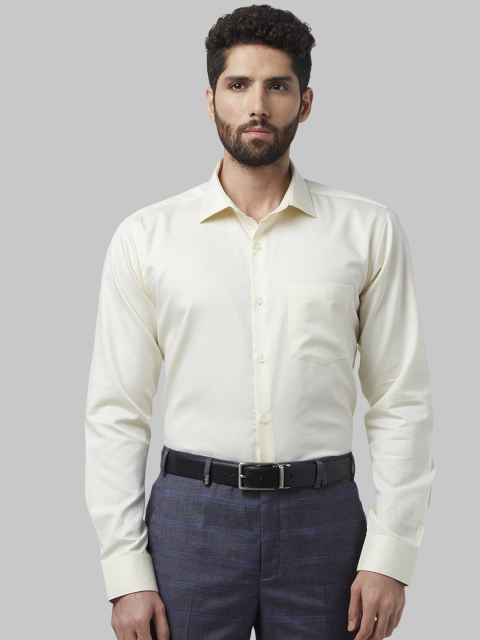 Park Avenue Men Cream-Coloured Slim Fit Printed Formal Shirt