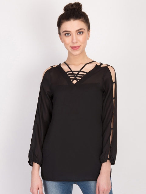 LA LOFT Black Solid Tunic