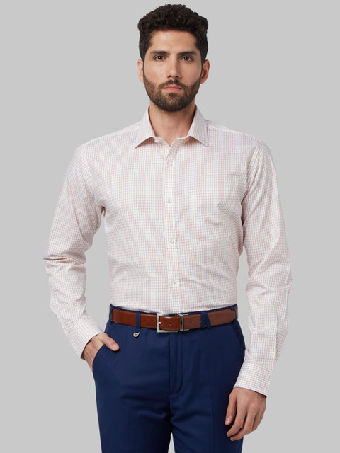 Park Avenue Men Off-White & Orange Slim Fit Checked Formal Shirt 
Park Avenue Men Off-White & Orange Slim Fit Checked Formal Shirt