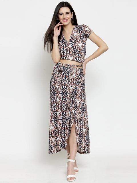 Sera Women Multicoloured Printed Top with Skirt, Multi