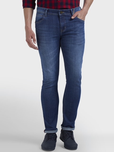 ColorPlus Men Blue Tapered Fit Mid-Rise Clean Look Stretchable Jeans