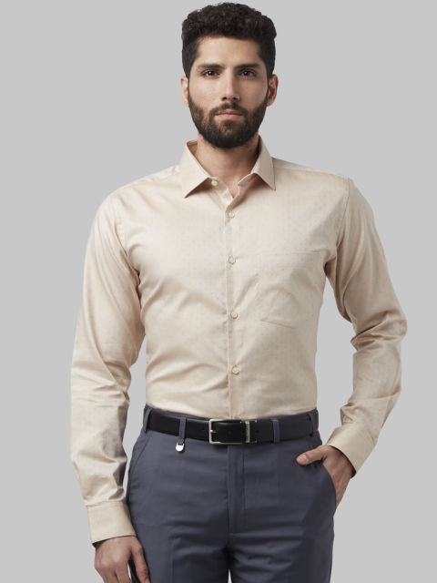 Park Avenue Men Khaki Slim Fit Self Design Formal Shirt
