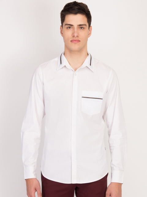 LA LOFT Men White Regular Fit Solid Casual Shirt