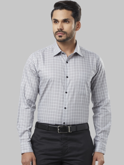 Raymond Men Grey Regular Fit Checked Formal Shirt
