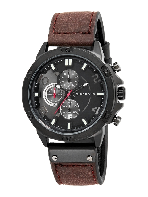 GIORDANO Men Black Analogue Leather Watch C1109