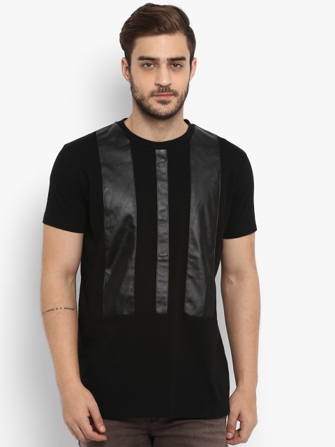 Mufti Men Black Solid Round Neck T-shirt