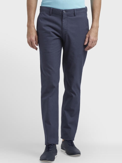 ColorPlus Men Blue Regular Fit Solid Regular Trousers