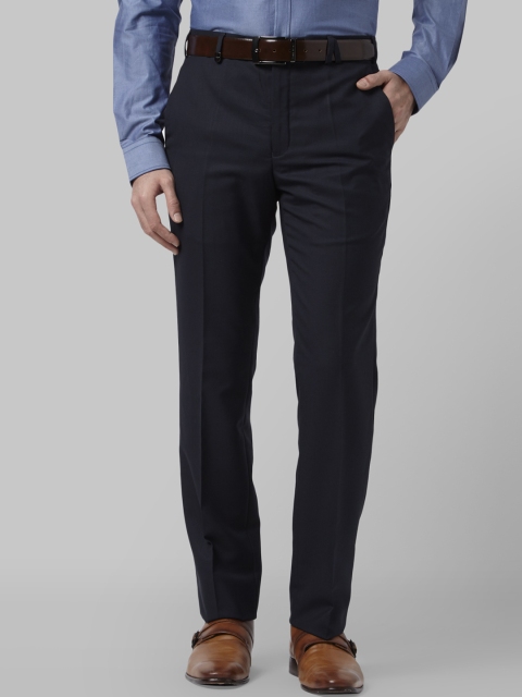 Park Avenue Men Blue Slim Fit Solid Formal Trousers