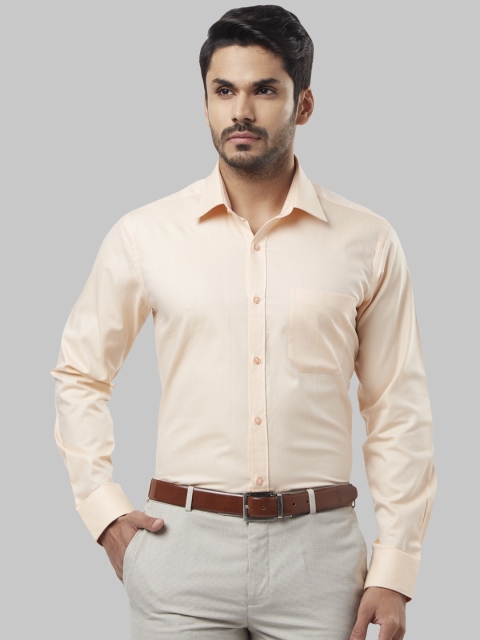 Raymond Men Peach-Coloured Regular Fit Solid Formal Shirt