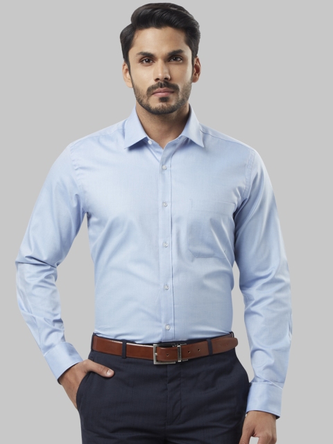 Raymond Men Turquoise Blue Regular Fit Self Design Formal Shirt