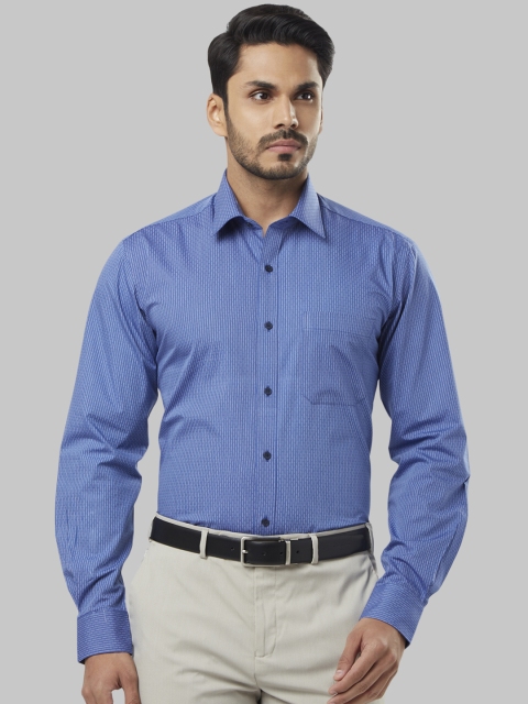 Raymond Men Blue Regular Fit Striped Formal Shirt