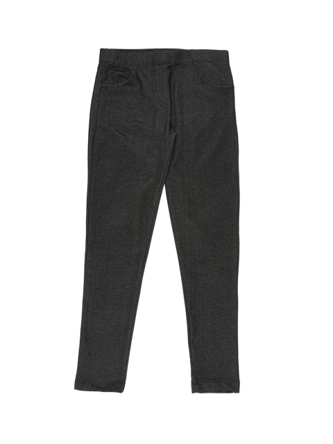 Poppers by Pantaloons Girls Black Self Design Leggings