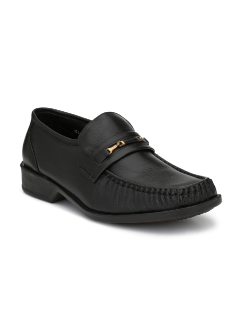 Hitz Men Black Leather Slip On Formal Shoes