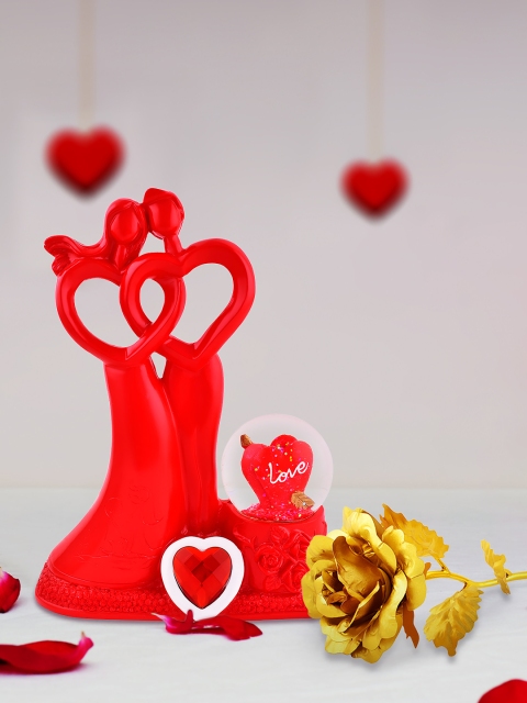 Archies Multicoloured Combo of Love Figurine, Rose & Greeting Card, Multi