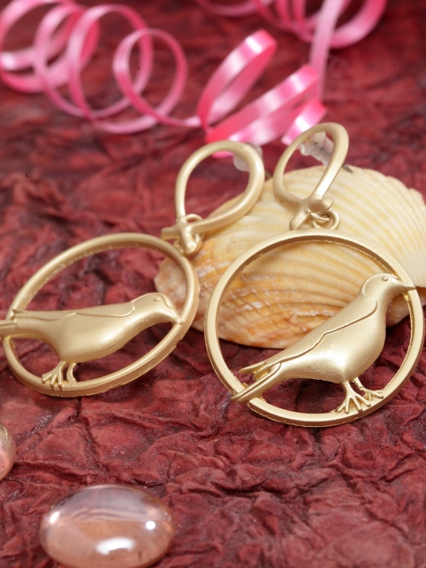 SASSAFRAS Gold-Plated Contemporary Drop Earrings