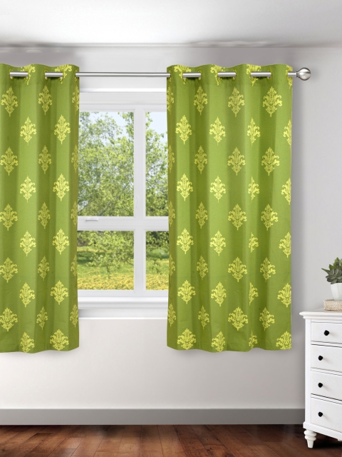 Ariana Set Of 2 Green Printed Window Curtains