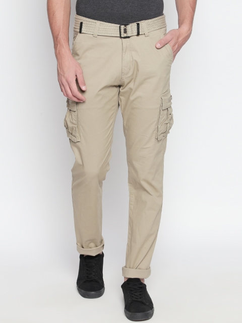 beevee Men Khaki Regular Fit Solid Cargos