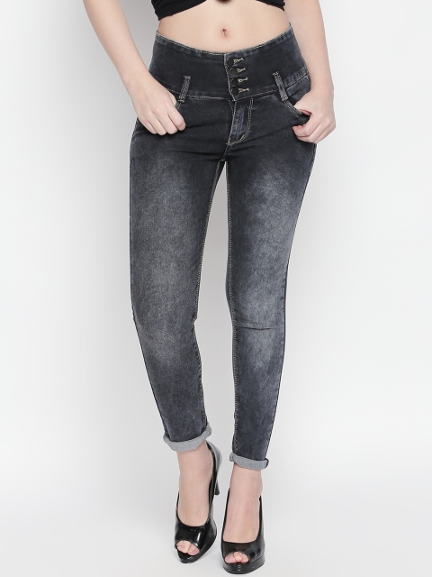 PURPLE WATER Women Black Slim Fit High-Rise Clean Look Stretchable Jeans