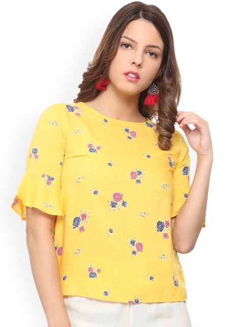 People Yellow Floral Print Top