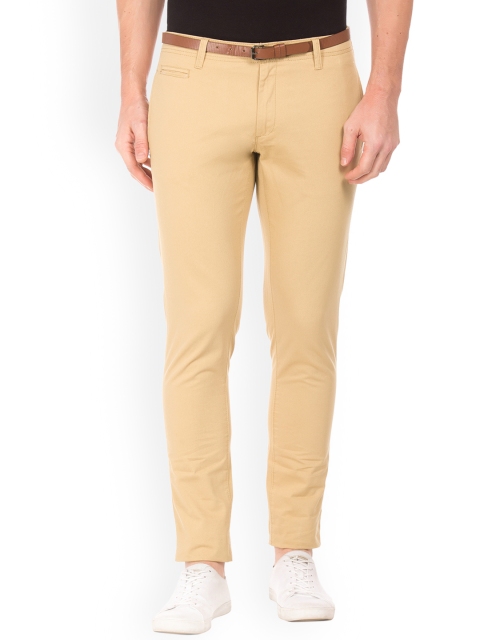 Cherokee Men Beige Slim Fit Solid Regular Trousers