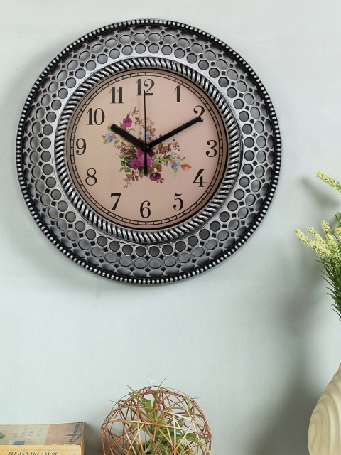 TIED RIBBONS Silver-Toned Round Printed 30 cm Analogue Wall Clock