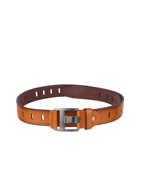 Swiss Design Men Tan Brown Solid Leather Belt