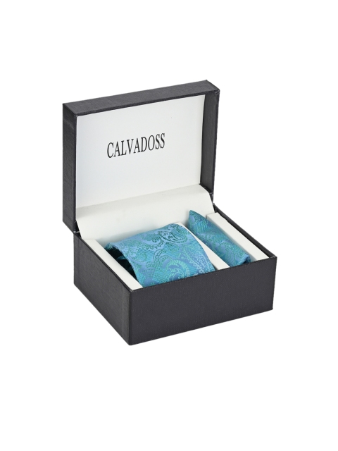 Calvadoss Men Turquoise Blue Accessory Gift Set
