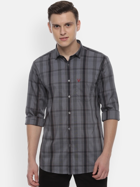 Allen Solly Men Grey Slim Fit Checked Casual Shirt