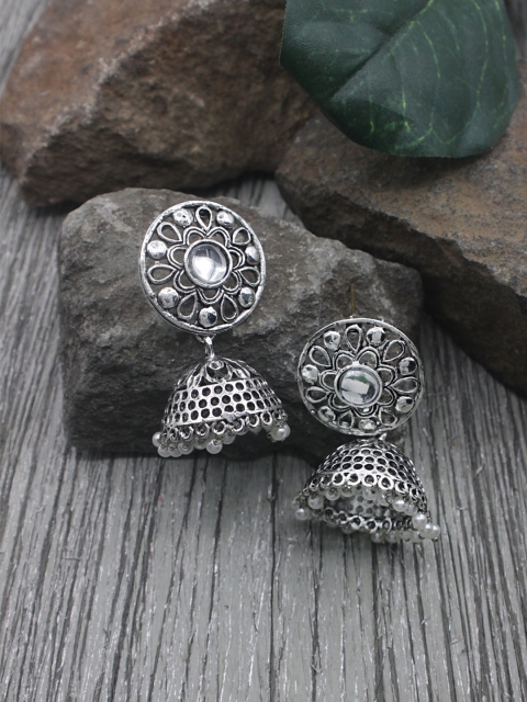 Sia Art Jewellery Silver-Plated Circular Jhumkas