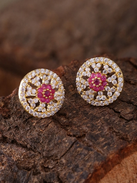 Voylla Gold-Toned & White Circular Studs
