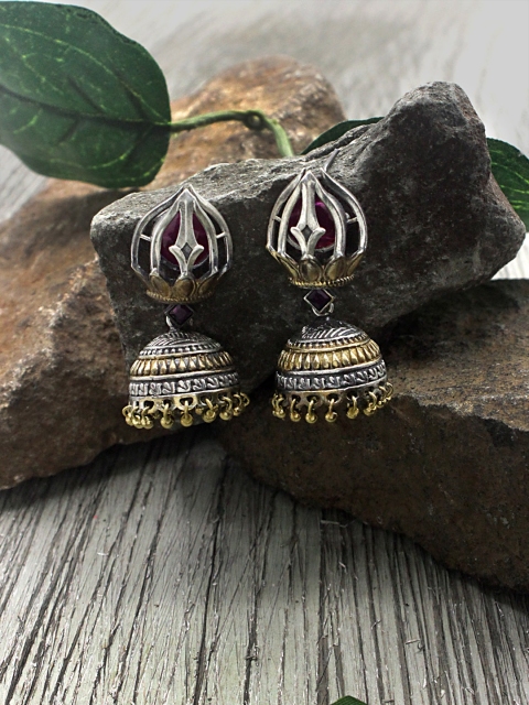 Sia Art Jewellery Silver-Plated Dome Shaped Jhumkas
