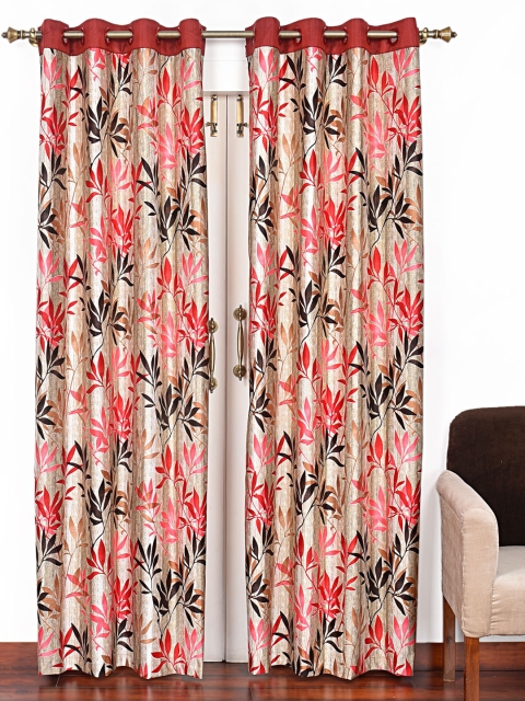 Ariana Maroon & Brown Set of 2 Door Curtains