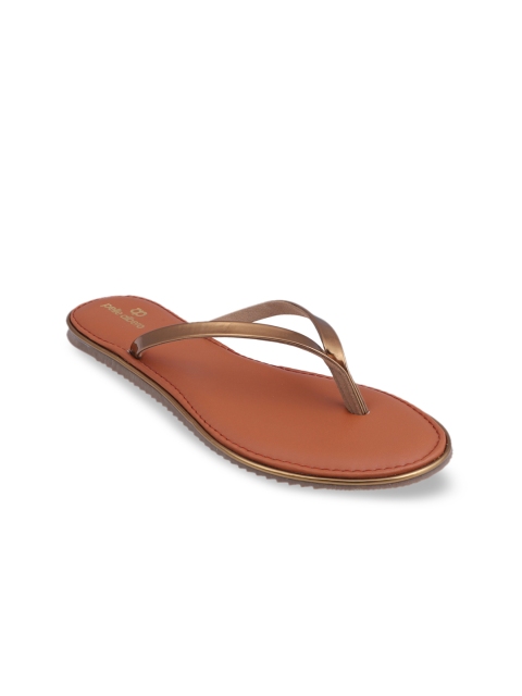 pelle albero Women Tan Brown Solid Open Toe Flats