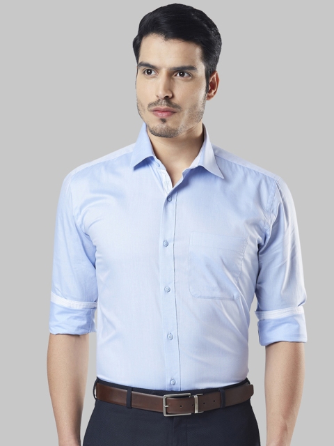 Raymond Men Blue Regular Fit Self Design Formal Shirt
