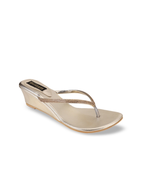 Shoetopia Women Muted Gold-Toned Solid Heels