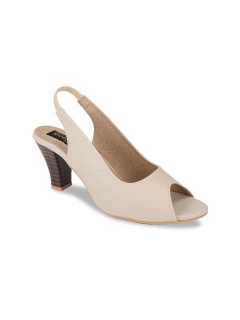 Shoetopia Women Cream-Coloured Solid Peep Toes