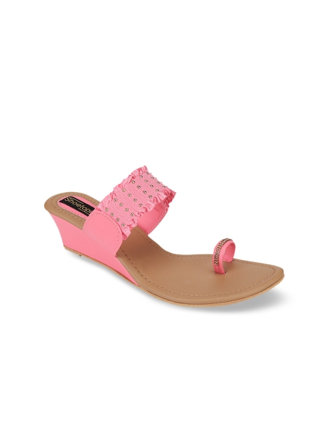Shoetopia Women Pink Embellished Heels