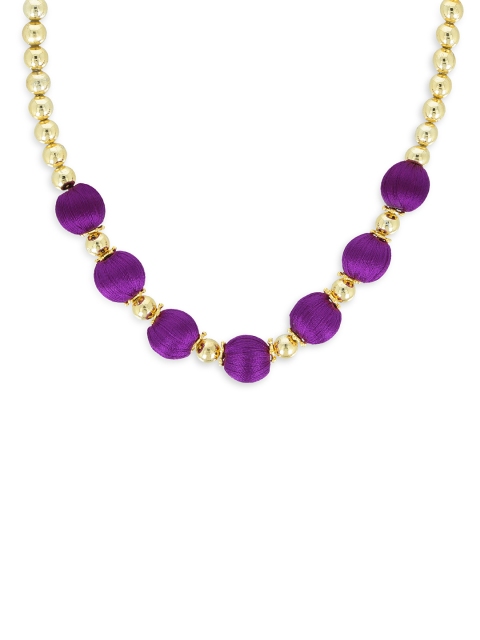 AKSHARA Girls Purple & Gold-Toned Synthetic Handcrafted Necklace