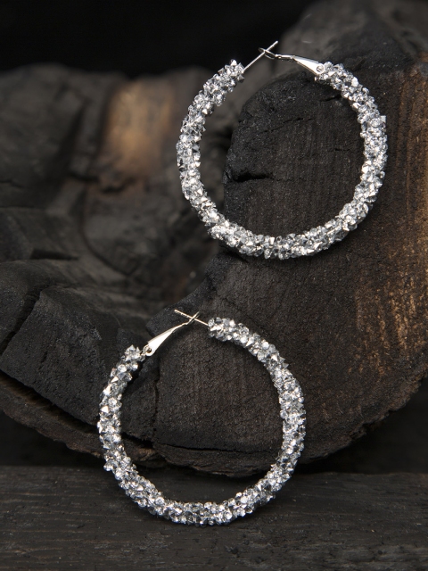 Mali Fionna Silver-Toned Circular Hoop Earrings