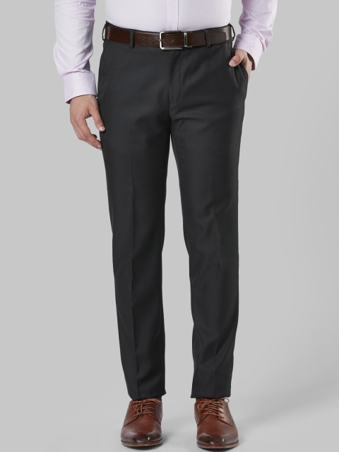 Raymond Men Black Regular Fit Solid Formal Trousers