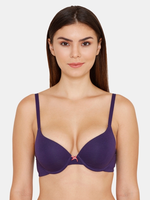 Zivame Purple Solid Underwired Lightly Padded Push-Up Bra ZI1136COREEPURP