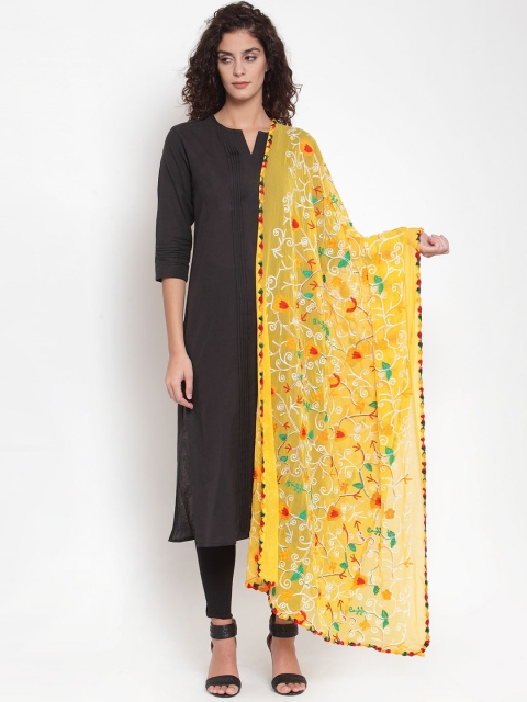 mf Yellow Embroidered Dupatta