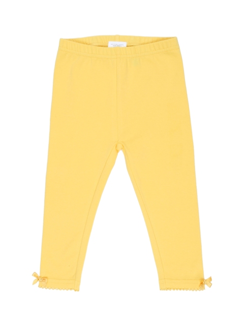 Pantaloons Baby Girls Yellow Solid Leggings