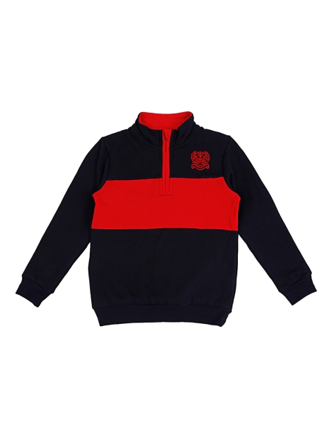 Pantaloons Junior Boys Navy Blue & Red Colourblocked Sweatshirt
