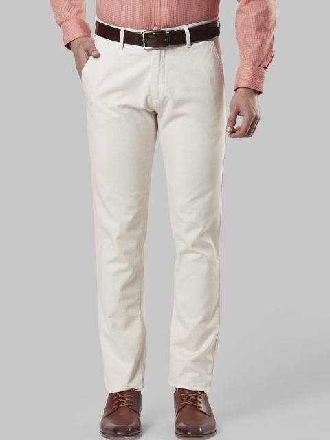 Next Look Men Beige Regular Fit Solid Formal Trousers