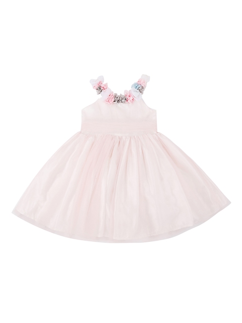Pantaloons Junior Girls Pink Solid Fit and Flare Dress